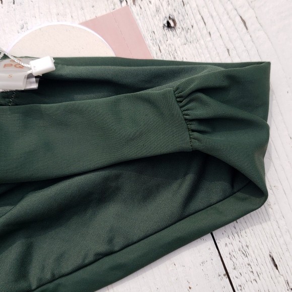 PILYQ Green Envy Basic Ruched Full Bikini Swim Bottoms Women's Size Medium NEW - Picture 12 of 14